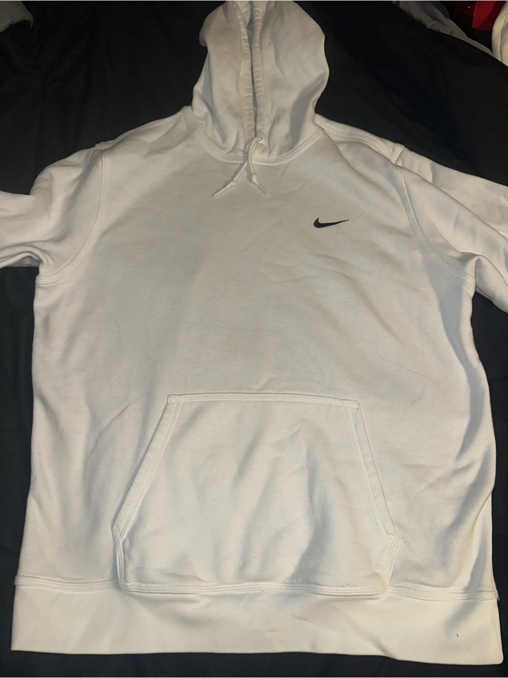 Nike White Pullover Hoodie with Black Swoosh